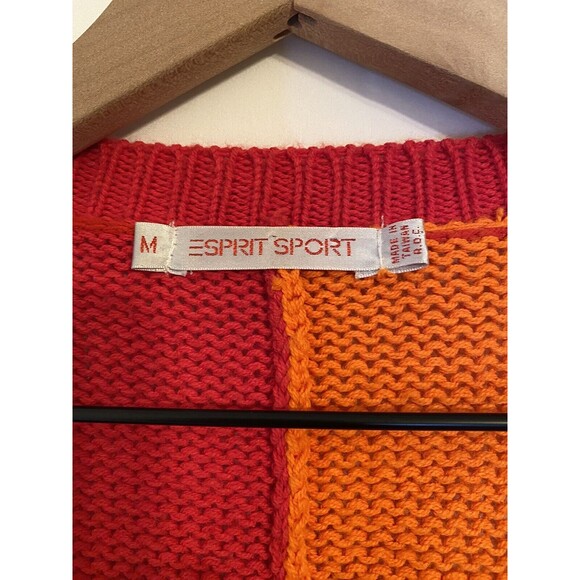 Vintage Espirit Sport Color Block Cardigan 80’-90’s Size M Pockets - Picture 3 of 3